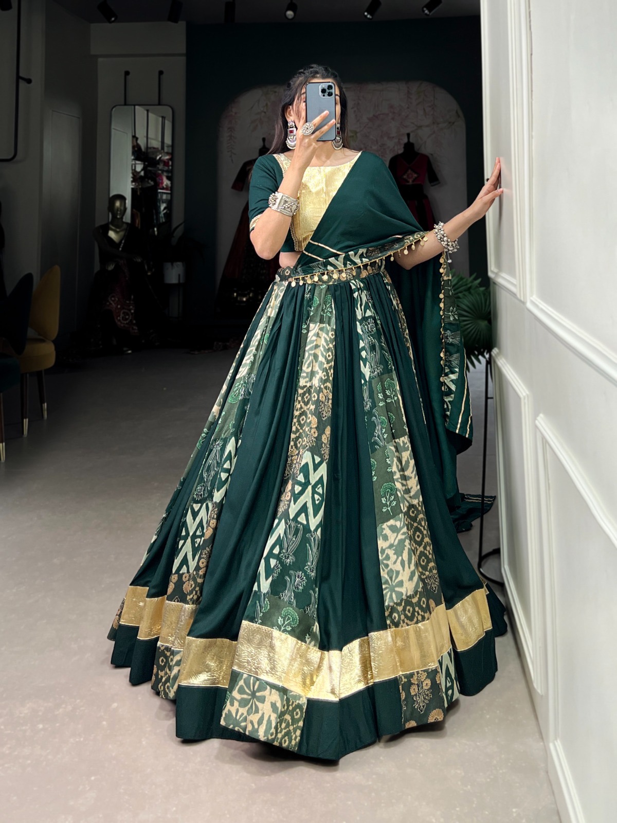 Navratri Lahenga Choli Rayon With Tussar Silk