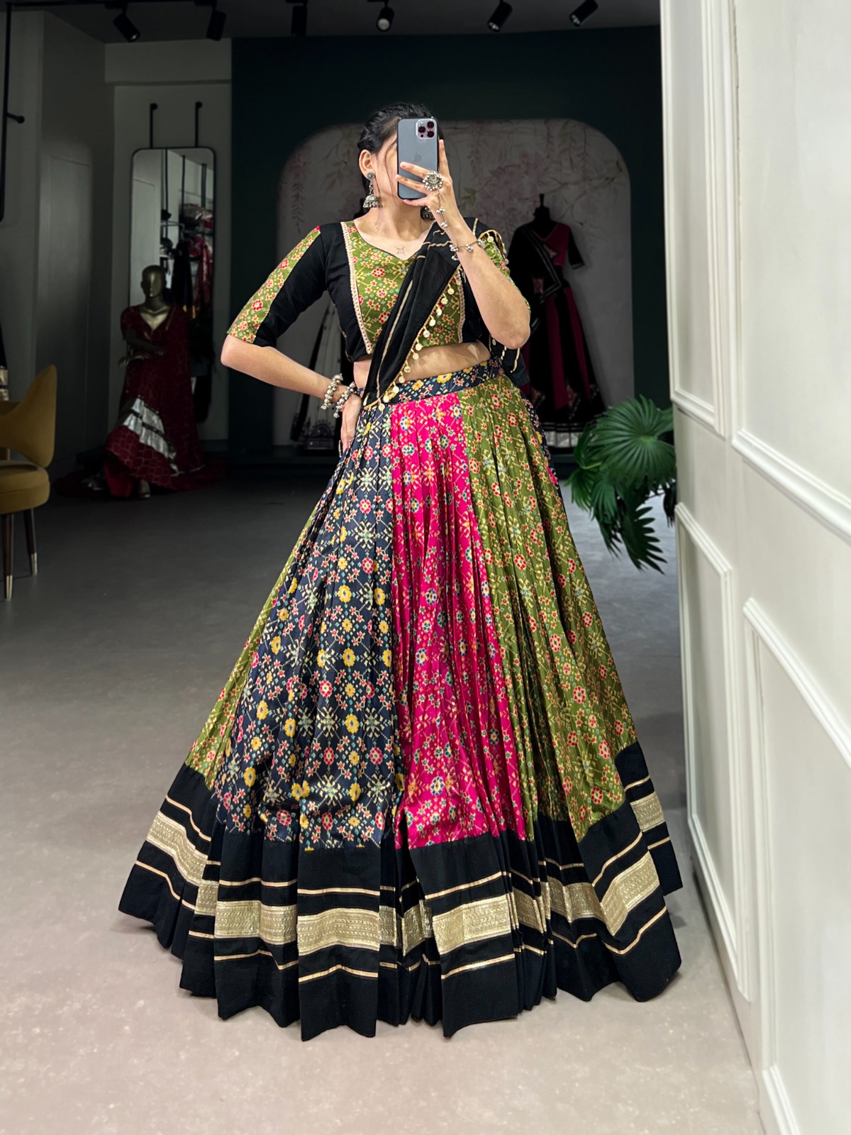 Navratri Lehenga Choli Dola Silk Pure Cotton