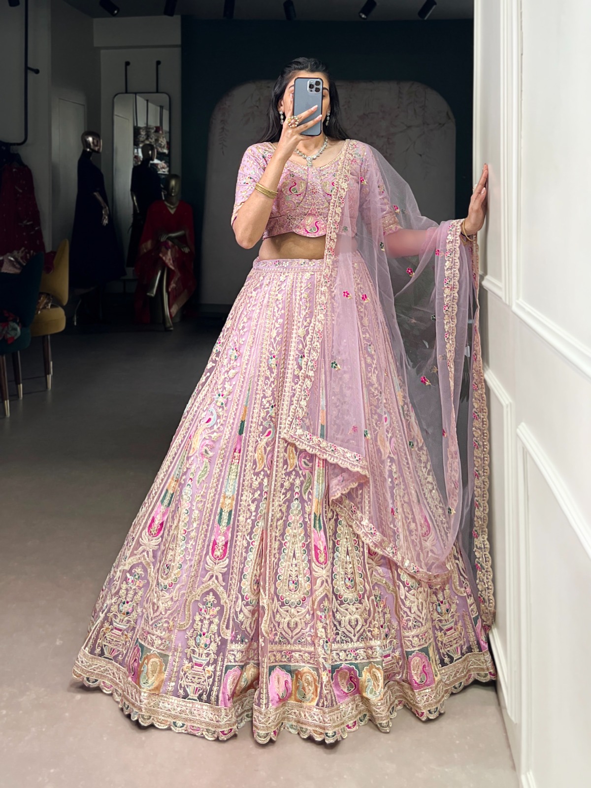 Wedding Lahenga choli Set Net Fabric - Image 4